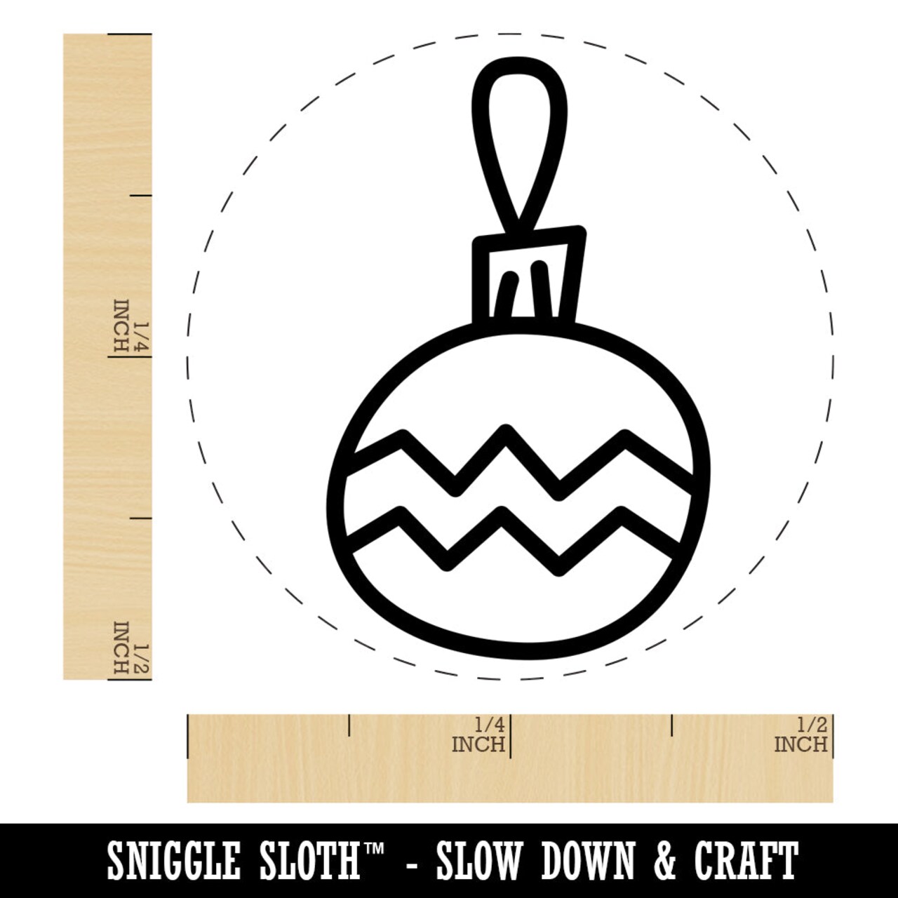 Christmas Xmas Ornament Zig Zag Doodle Self-Inking Rubber Stamp for Stamping Crafting Planners